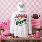 Broncos mascot DTF transfer with 'I Said Brrr It's Cold In Here' winter design featuring a bronco character in a beanie, hand-drawn school spirit style