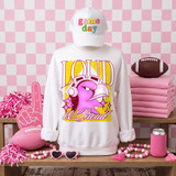 Loud & Proud hawk mascot DTF transfer in pink and yellow retro varsity style