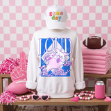 Loud & Proud wildcat mascot DTF transfer with paws in pink and blue retro varsity style