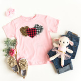 Plaid and Leopard Hearts YOUTH Screen Print Heat Transfe