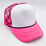 Hot Pink & Black Checkered Foam Trucker Hat