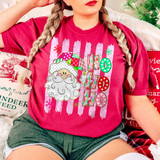 Ho Ho Ho Santa DTF Transfer | Pink Patchwork Christmas Design
