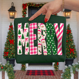 Merry Patchwork DTF Transfer | Christmas Shirt Design