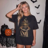 Trick or Treat scarecrow DTF transfer with vintage burlap sack design in a rustic, distressed Halloween style