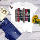 Outlander TV show fan art T-shirt featuring a colorful plaid brush stroke quote design with the words "A hundred and a thousand more" and a floral graphic, sublimation transfer.