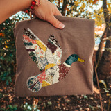 Patchwork Mallard Duck DTF Transfer | Quilted Floral Print Hunting Design