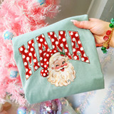 Mama Santa DTF Transfer | Red Polka Dot Christmas Mama Design