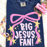 Big Jesus Fan DTF Transfer | Retro Pink Bow Faith Design
