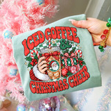 Iced Coffee & Christmas Cheer DTF Transfer | Retro Holiday Coffee Design