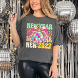 New Year 2027 Disco Ball DTF Transfer | Retro NYE Party Design