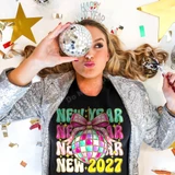 New Year 2027 Disco Ball DTF Transfer | Retro NYE Party Design