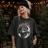 Jolly Ole Saint Nick Christmas DTF transfer with vintage illustrated Santa portrait in a circular badge design on a dark t-shirt