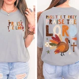 Pass the Turkey Praise the Lord Pocket & Back DTF Transfer Set