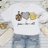 Peace love cats heart paw print glitter Sublimation Transfer