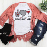 Peace Love Wine heart glitter Sublimation Transfer