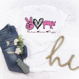 Peace Love Pigs glitter heart Sublimation Transfer