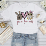 Peace Love Owls Pink heart Sublimation Transfer