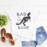 Bad to the Bone dinosaur floral skeleton Sublimation Transfer