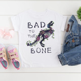 Bad to the Bone dinosaur floral skeleton Sublimation Transfer