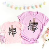 Living On A Prayer Rose Gold/Black Metallic YOUTH Screen Print Heat Transfer