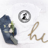 Oilfield Strong Support US Oil Sublimation Transfer, a graphic design printed on a white t-shirt featuring an oil pumpjack illustration.