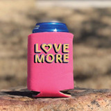Love More HAT/POCKET FINAL STOCK Screen Print Heat Transfer, pink can cooler with love more design.