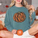 Leopard Orange Glitter Look Pumpkin Screen Print Heat Transfer