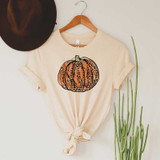 Leopard Orange Glitter Look Pumpkin Screen Print Heat Transfer