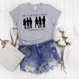 Don't Let Me Become A Statistic Screen Print Transfer, gray t-shirt with black silhouette figures and social message.