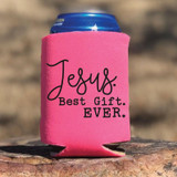 Jesus, Best Gift Ever POCKET CAN HUGGER Print Heat Transfer on pink can cooler