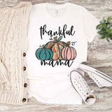 Thankful Mama Sublimation Transfer, autumn pumpkins and handwritten style typography.