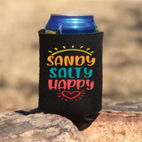 Sandy Salty Happy Can Hugger Screen Print Heat Transfer