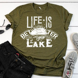 Life Is Better At The Lake WHITE Screen Print Heat Transfer