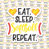 Eat Sleep Softball Sticker Sheet