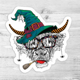 Shaggy Cow Witch Die Cut Sticker