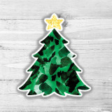 Leopard Print Christmas Tree Die Cut Sticker