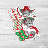 Ho Ho Ho Shaggy Cow Die Cut Sticker