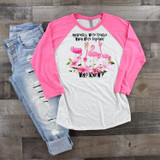 We're Trouble When We're Together Flamingos Sublimation Transfer