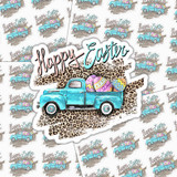 Happy Easter Leopard Truck Sticker Sheet