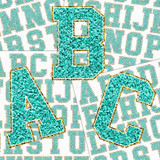 Turquoise Chenille Glitter Letters Sticker Sheet