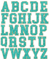 Turquoise Chenille Glitter Letters Sticker Sheet