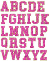 Hot Pink Chenille Glitter Letters Sticker Sheet