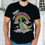Puff The Dragon WHITE writing DTF Heat Transfer