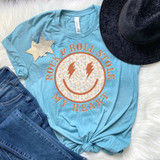 Rock and Roll Stole My Heart Smiley Face DTF Heat Transfer