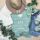 Help Bees Plant Trees Save Seas Screen Print Heat Transfer