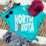North Dakota Pastels Distressed Leopard Lightning Bolt DTF Heat Transfer