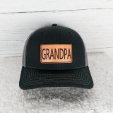 Grandpa TAN Leather Hat Patch