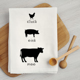 Cluck Oink Moo Tea Towel Screen Print Heat Transfers