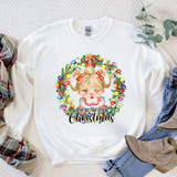 Where Are You Christmas Sublimation Transfer, Christmas-themed sweatshirt with a cute girl and holiday decorations.