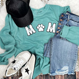 Dog Mom White and Black Glitter Felt with PAW Chenille Embroidered Patch